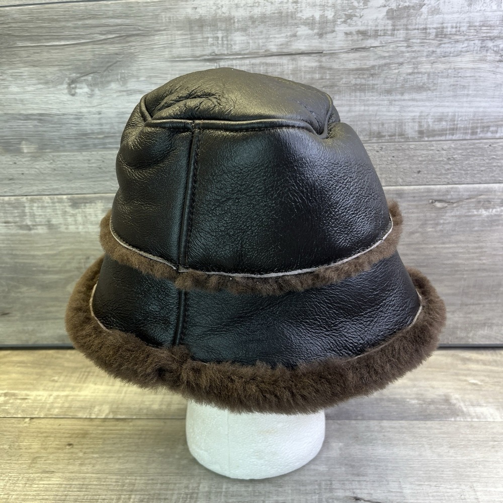 Harssidanzar Winter Fishing Hats S Men Or Women Lambskin Shearling Leather Nwt - Picture 5 of 11